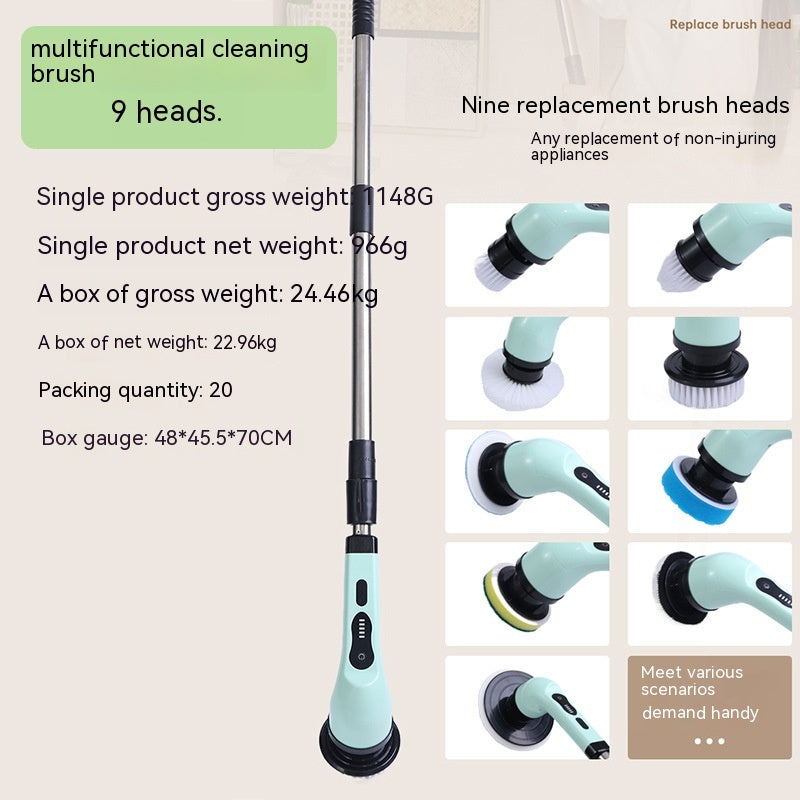 Multifunctional Household Wireless Electric Cleaning Brush Toilet Kitchen Retractable Nine-in-one Portable - Trendy Treasures