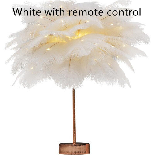 Feather Lamp Nordic Desk Lamp European-Style Bedroom Bedside Feather Table Lamp Night Light Table Lamp Decoration Modern - Trendy Treasures