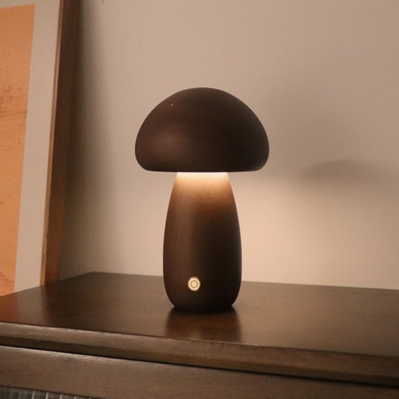 INS Wooden Cute Mushroom LED Night Light With Touch Switch  Bedside Table Lamp For Bedroom Childrens Room Sleeping Night Lamps Home Decor - Trendy Treasures