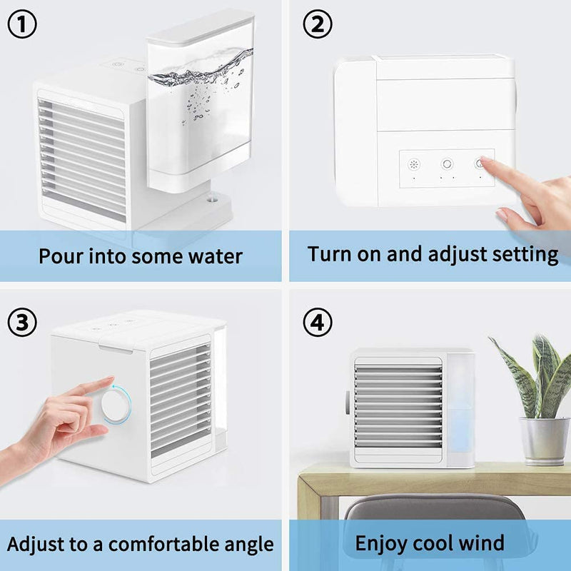 3 In 1 Portable Air Conditioners, Evaporative Air Cooler With USB Charging, Powerful, Quiet, Lightweight Mini Air Conditioner Portable For Room, Bedroom, Office, Kitchen - Trendy Treasures