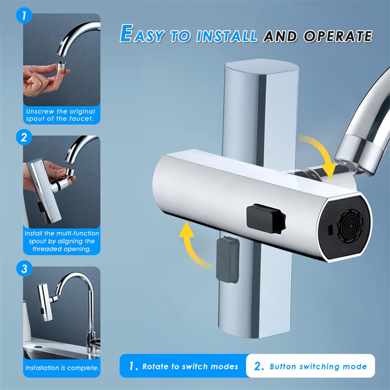 Kitchen Faucet Waterfall Outlet Splash Proof Universal Rotating Bubbler Multifunctional Water Nozzle Extension Kitchen Gadgets - Trendy Treasures