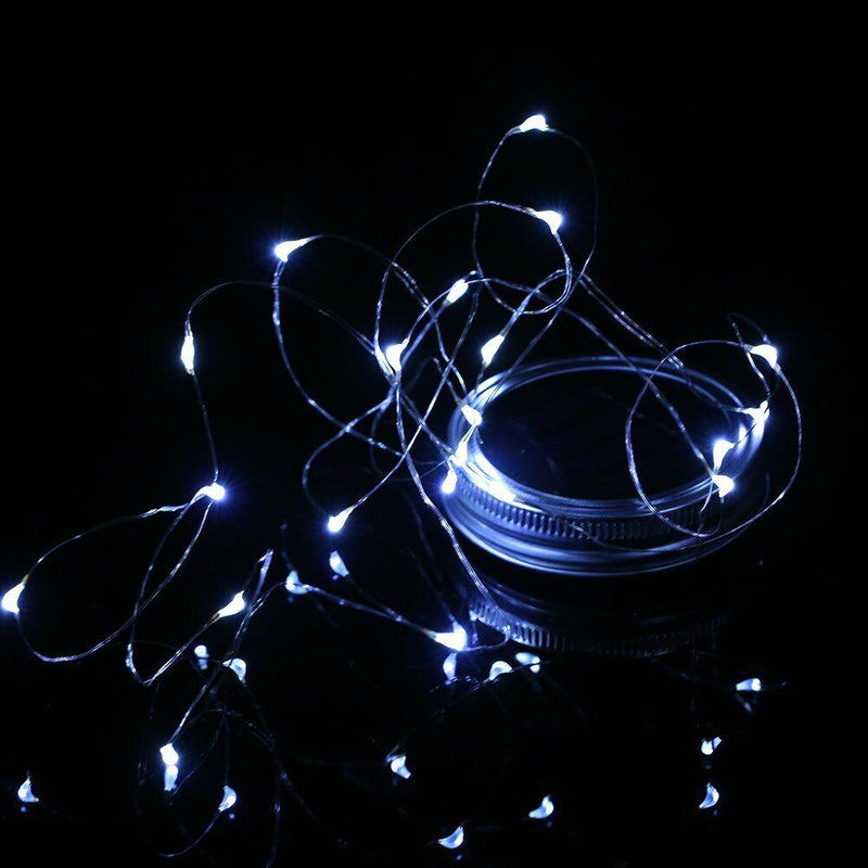 2X Solar Mason Jar Lid Insert Fairy String Light 20 LED Jar Include Garden Decor - Trendy Treasures