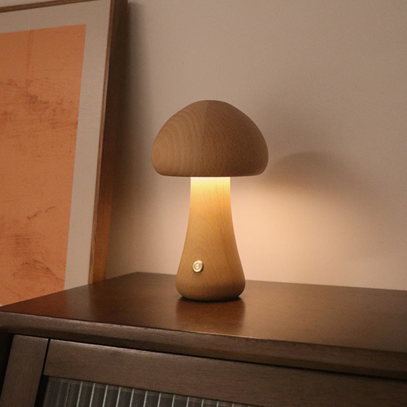 INS Wooden Cute Mushroom LED Night Light With Touch Switch  Bedside Table Lamp For Bedroom Childrens Room Sleeping Night Lamps Home Decor - Trendy Treasures