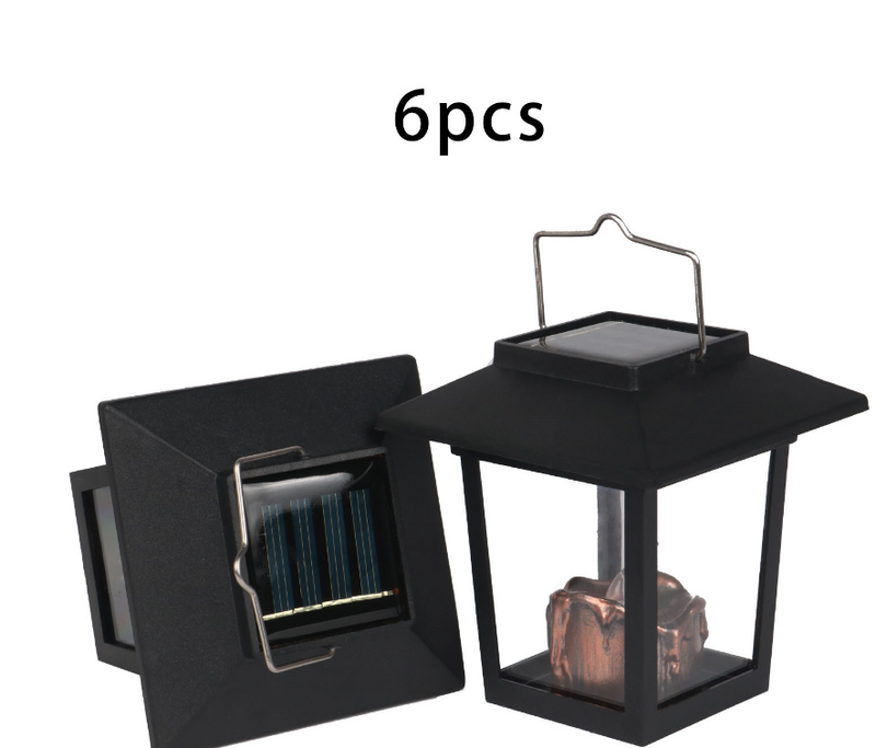 Retro Outdoor Decoration Electronic Hanging Lamp Garden Courtyard LED Portable Candle Solar Lanterns - Trendy Treasures