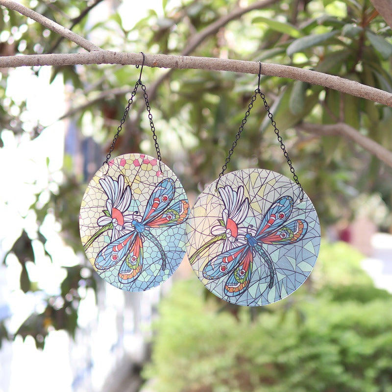 Dragonfly Glass Hanging Wall Decoration Garden - Trendy Treasures