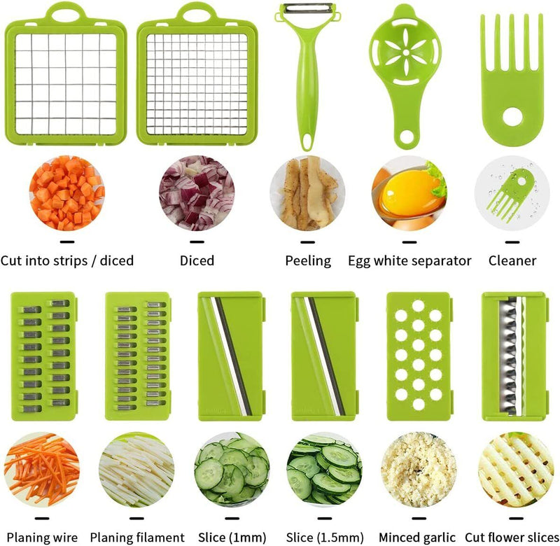 15 In 1 Food Vegetable Slicer Salad Fruit Peeler Cutter Dicer Chopper Kitchen - Trendy Treasures