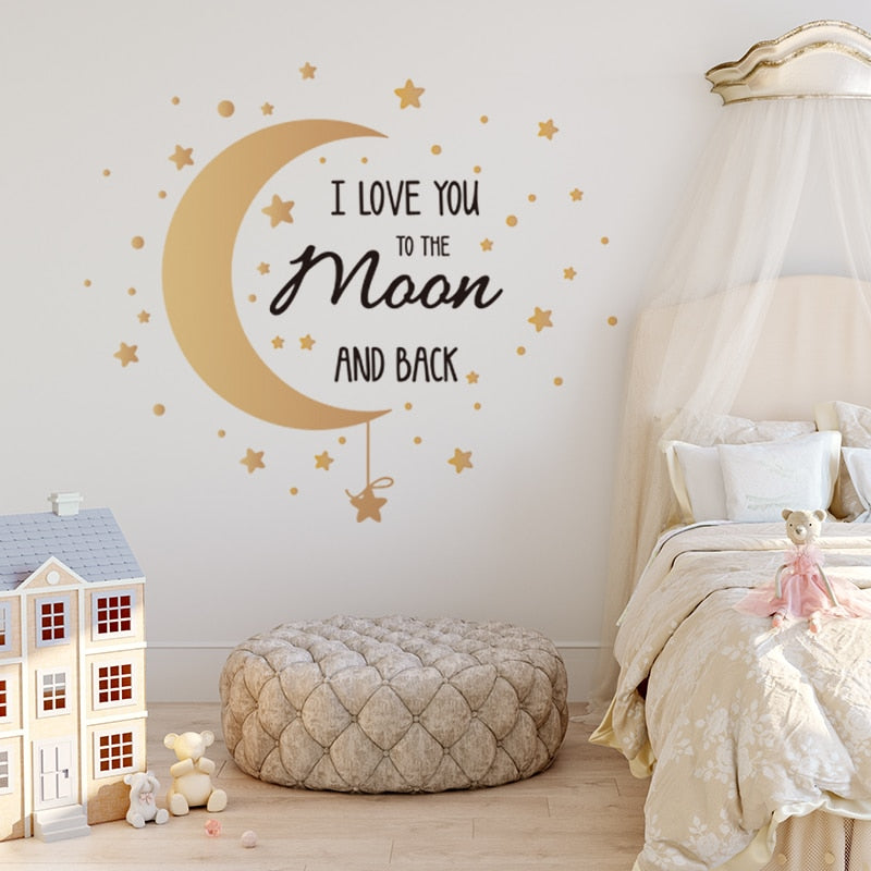 Romantic Moon Stars Wall Stickers for Bedroom Living room Vinyl PVC Wall Decals - Trendy Treasures